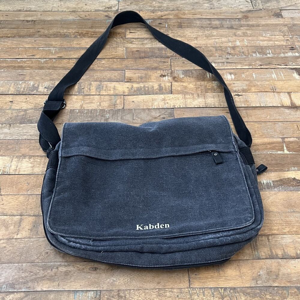 Kabden Canvas Messenger Bag Large 15 in Crossbody Inner & Outer Pockets